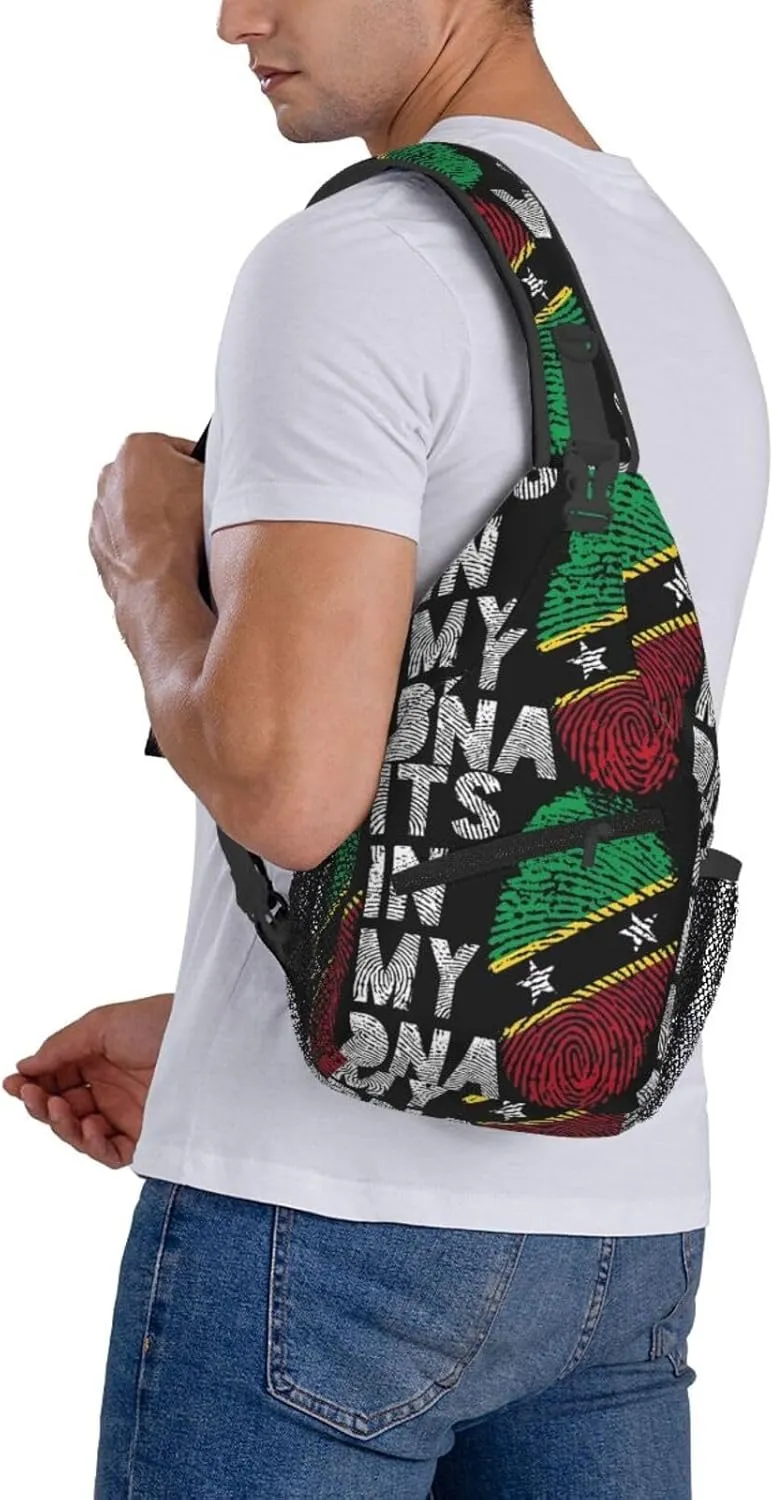 Saint Lucia Flag Sling Bag Adjustable Chest Bags Casual Crossbody Bag Travel Shoulder Backpack