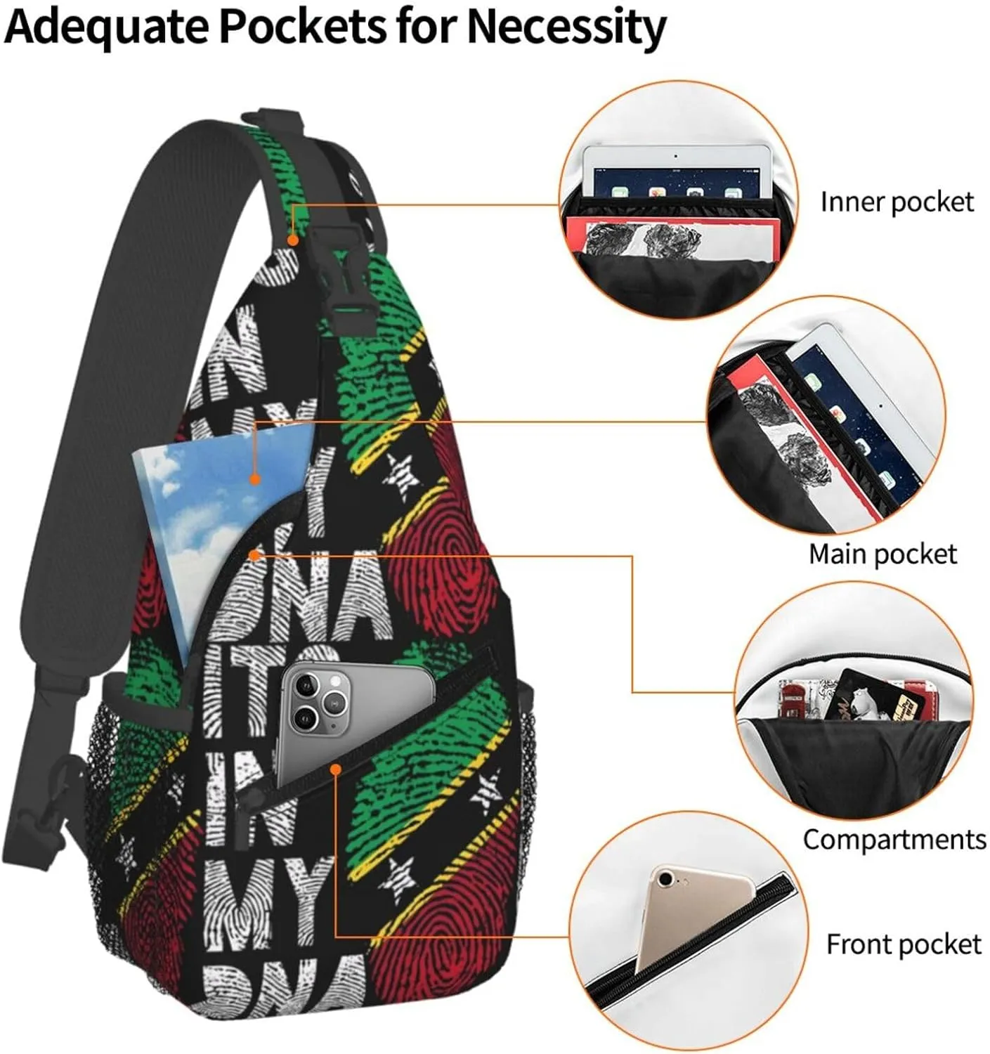 Saint Lucia Flag Sling Bag Adjustable Chest Bags Casual Crossbody Bag Travel Shoulder Backpack