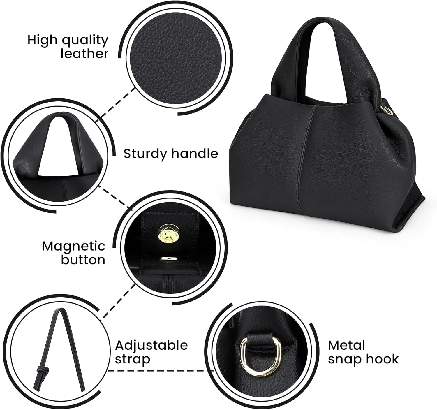 Satchel Purses and Handbags for Women Faux Leather Clutch Purse Cloud Tote Shoulder Bags Fashion Hobo Crossbody Bag