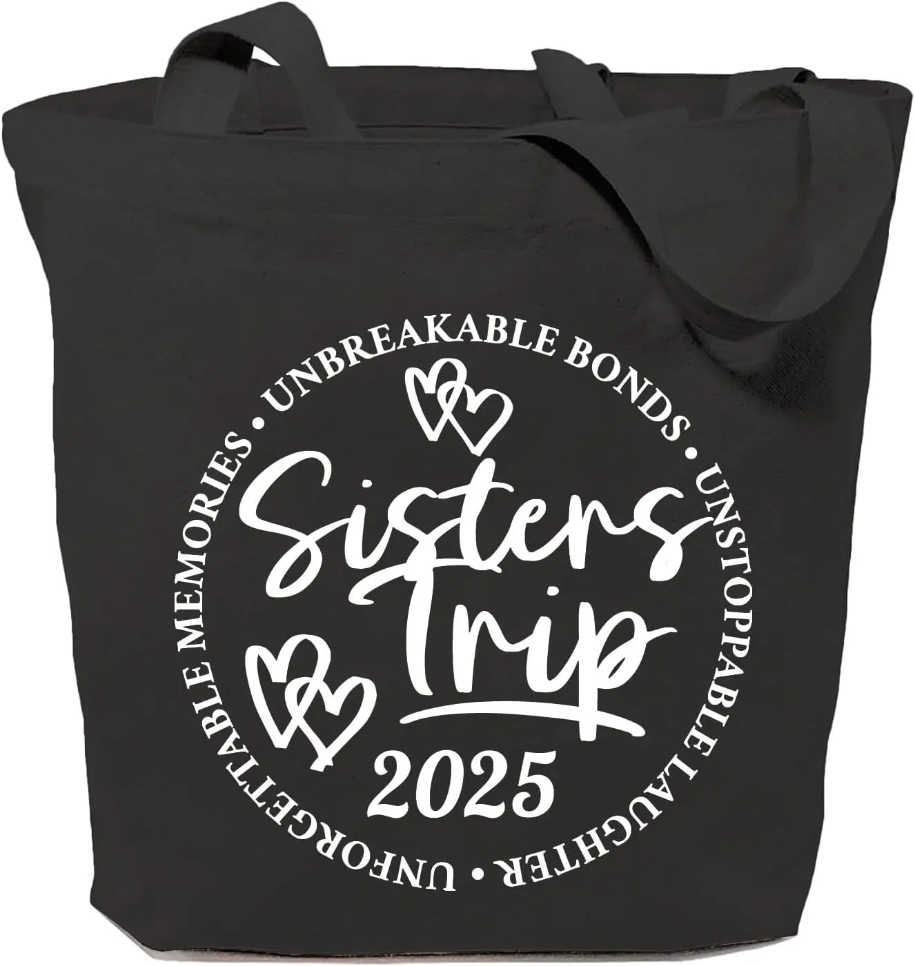 SAUIVD Sisters Trip 2025 Cute Gifts Canvas Tote Bag Funny Sister Vacations Shoulder Bag Holiday Reusable Bag for Shopping