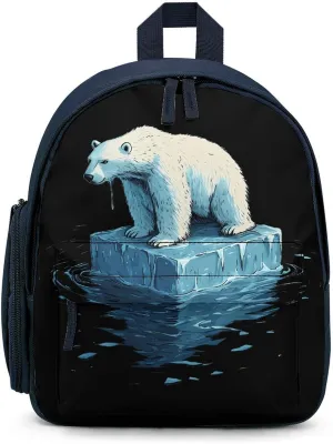 Save Polar Bears Melting Glaciers Cute Backpack Basic Adjustable Bag Simple Small Daypack Camping Park Blue-style