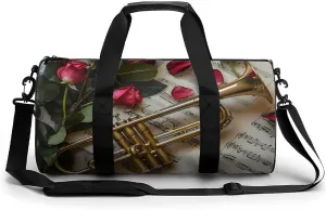 Saxophone with Music Note Sheets Music Instruments Photography Gym Bag Lightweight Duffel Bag Workout Bag Overnight Backpack Travel Bags for Men Women