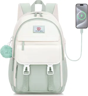 School Backpack for Girls - Cute Girls Backpack for Teens Women College, Middle & High School Bookbag Daypack with Aesthetic Design - 18″ Large Capacity (Age 12-25)