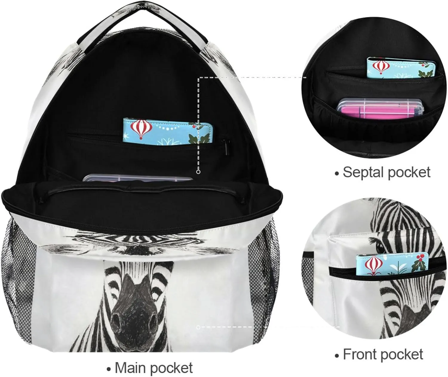 School Backpack for Men Women Fashion Diaper Bag Backpack with Chest Strap for Travel Trip Funny White