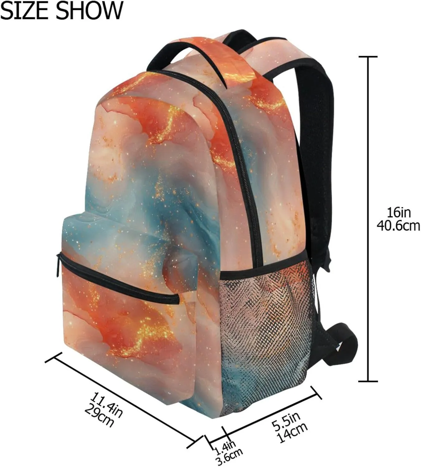 School Backpack for Unisex Adult Waterproof Travel Laptop Backpack with Chest Strap Gift Men & Women Peach Turquoise Red