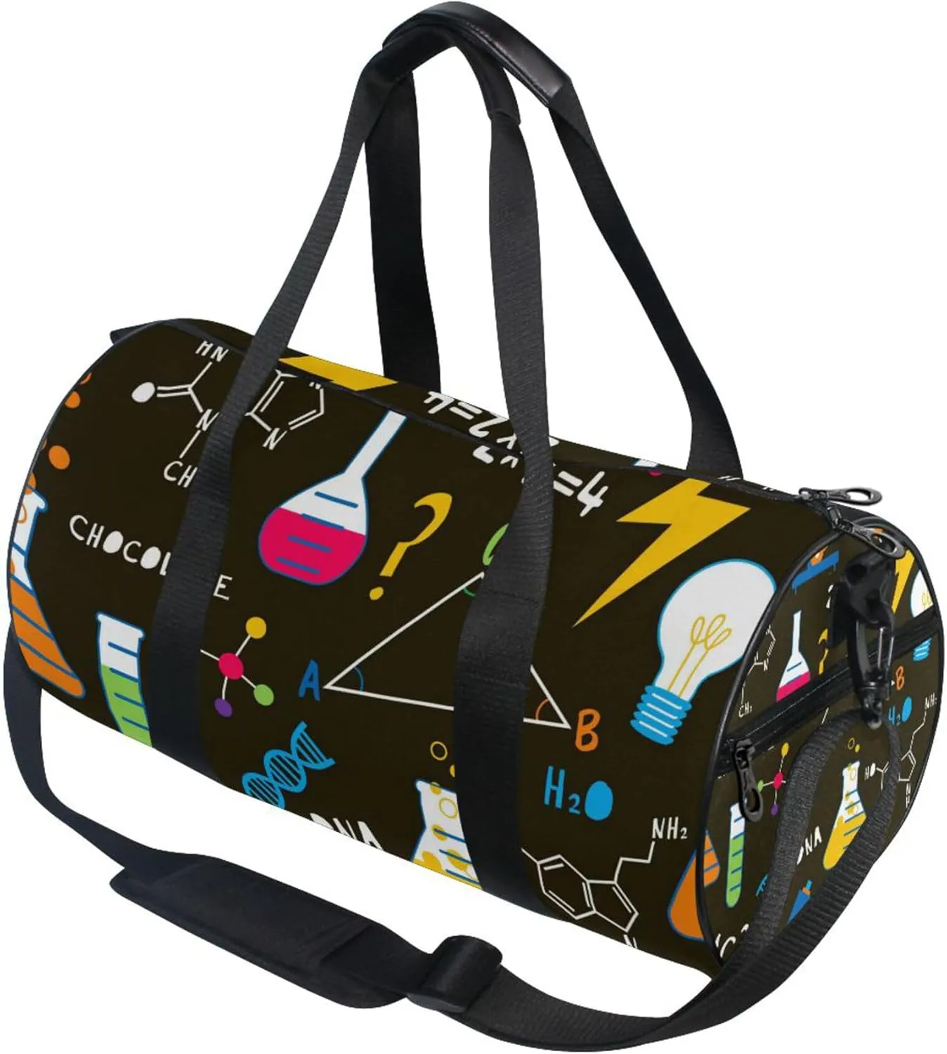 Science Chemicals Formula Cartoon Gym Duffle Bag for Women Men Sports Fitness Bag Workout Travel Gymnastics Dance