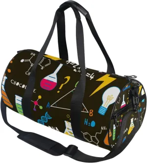 Science Chemicals Formula Cartoon Gym Duffle Bag for Women Men Sports Fitness Bag Workout Travel Gymnastics Dance