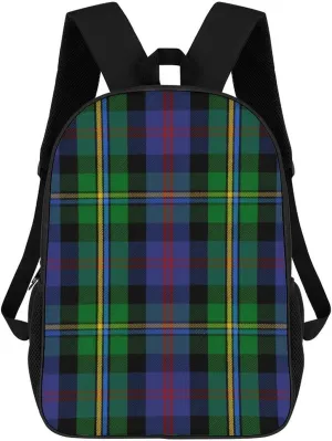 Scottish Clan Malcolm Tartan Plaid Backpack Lightweight Waterproof Backpacks Laptop Backpack for Unisex Casual Travel Daypacks Large Capacity