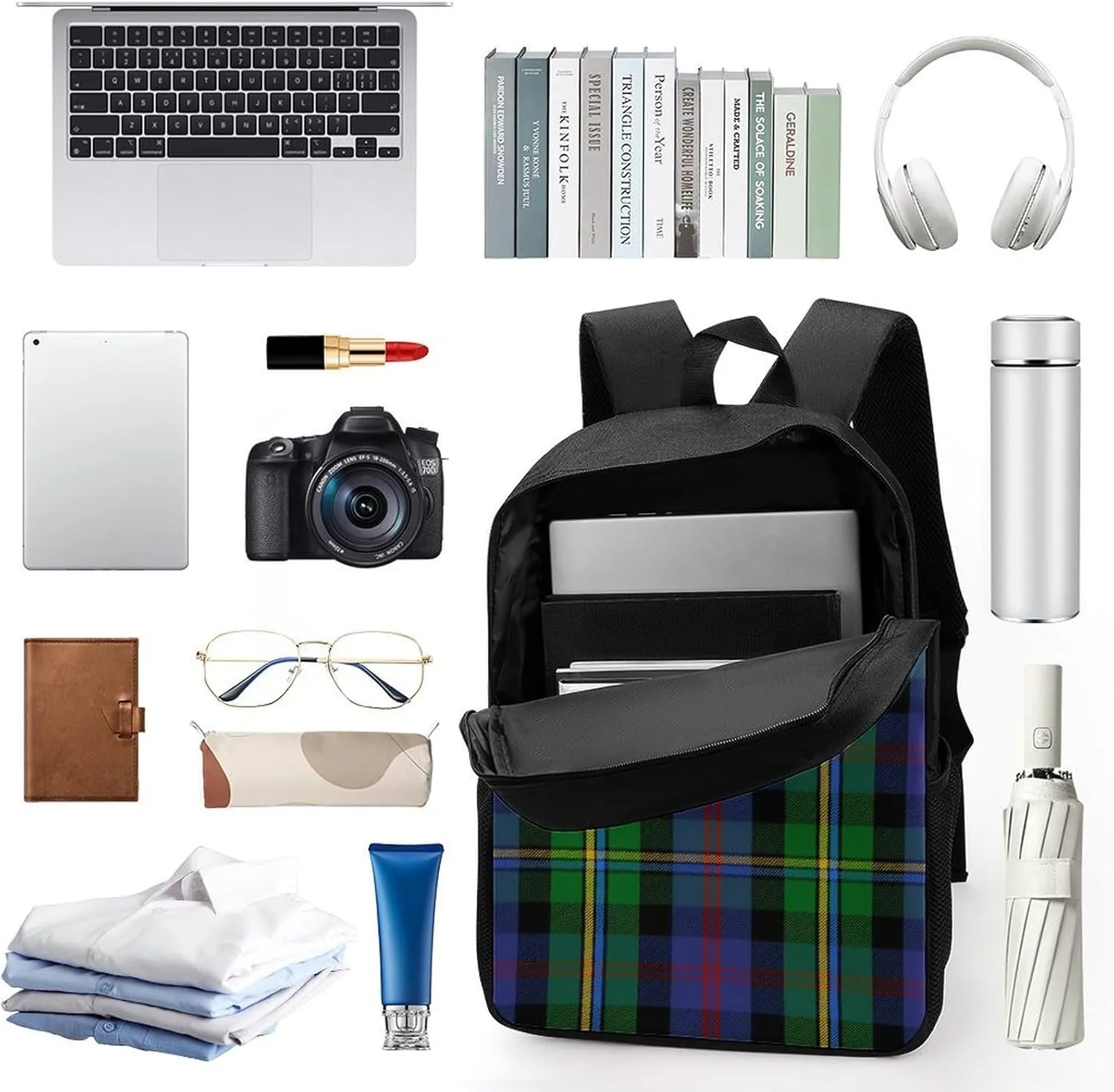 Scottish Clan Malcolm Tartan Plaid Backpack Lightweight Waterproof Backpacks Laptop Backpack for Unisex Casual Travel Daypacks Large Capacity