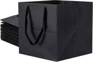 Sdootjewelry Black Gift Bags, 12 Pack Kraft Paper Bags with Handles, 12'' × 12'' × 12'' Square Paper Bags, Candle Gift Gags, Shopping Bags for Small Business