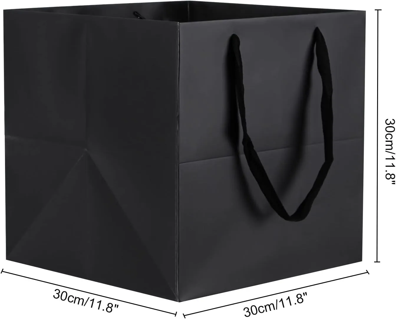 Sdootjewelry Black Gift Bags, 12 Pack Kraft Paper Bags with Handles, 12'' × 12'' × 12'' Square Paper Bags, Candle Gift Gags, Shopping Bags for Small Business
