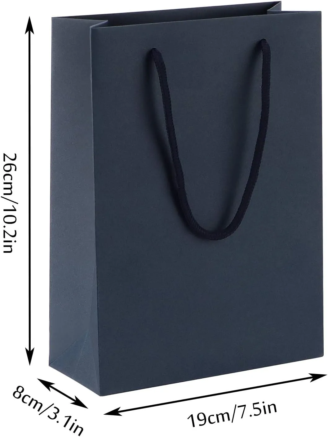 Sdootjewelry Navy Gift Bags - Kraft Paper With Handles, 50 Pack Heavy Duty Matte Tote, 7.5 x 3.1 x 10.2" Shopping, Party, Retail Bags