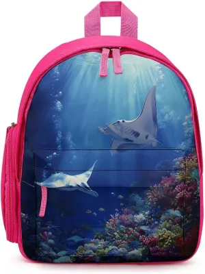 Sea Stingray Print Backpack Small Shoulder Bag Travel Bag Casual Daybacks Handbags One Size