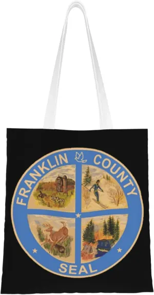 Seal Of Franklin County, New York Tote Bag for Women Canvas Shopping Bags Reusable Large Capacity Casual Shoulder Handbags Grocery Bags DIY Gift Bags