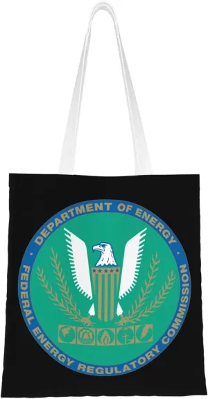 Seal Of The United States Federal Energy Regulatory Commission Tote Bag for Women Canvas Shopping Bags Reusable Large Capacity Casual Shoulder Handbags Grocery Bags DIY Gift Bags