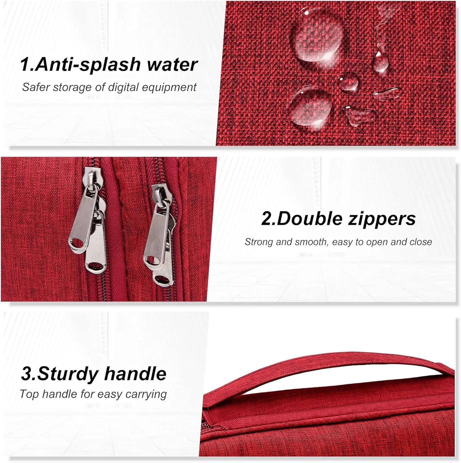 SELLYFELLY Electronic Bag Travel Cable Accessories Bag Waterproof Double Layer Electronics Organizer Portable Storage Case for Cable, Cord, Charger, Phone, Adapter, Power Bank, Kindle, Hard Drives