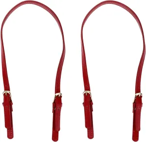 Semetall 4pcs PU Leather Purse Straps, Wine Red Handbag Handles Shoulder Straps Replacement with Adjustable Metal Buckle