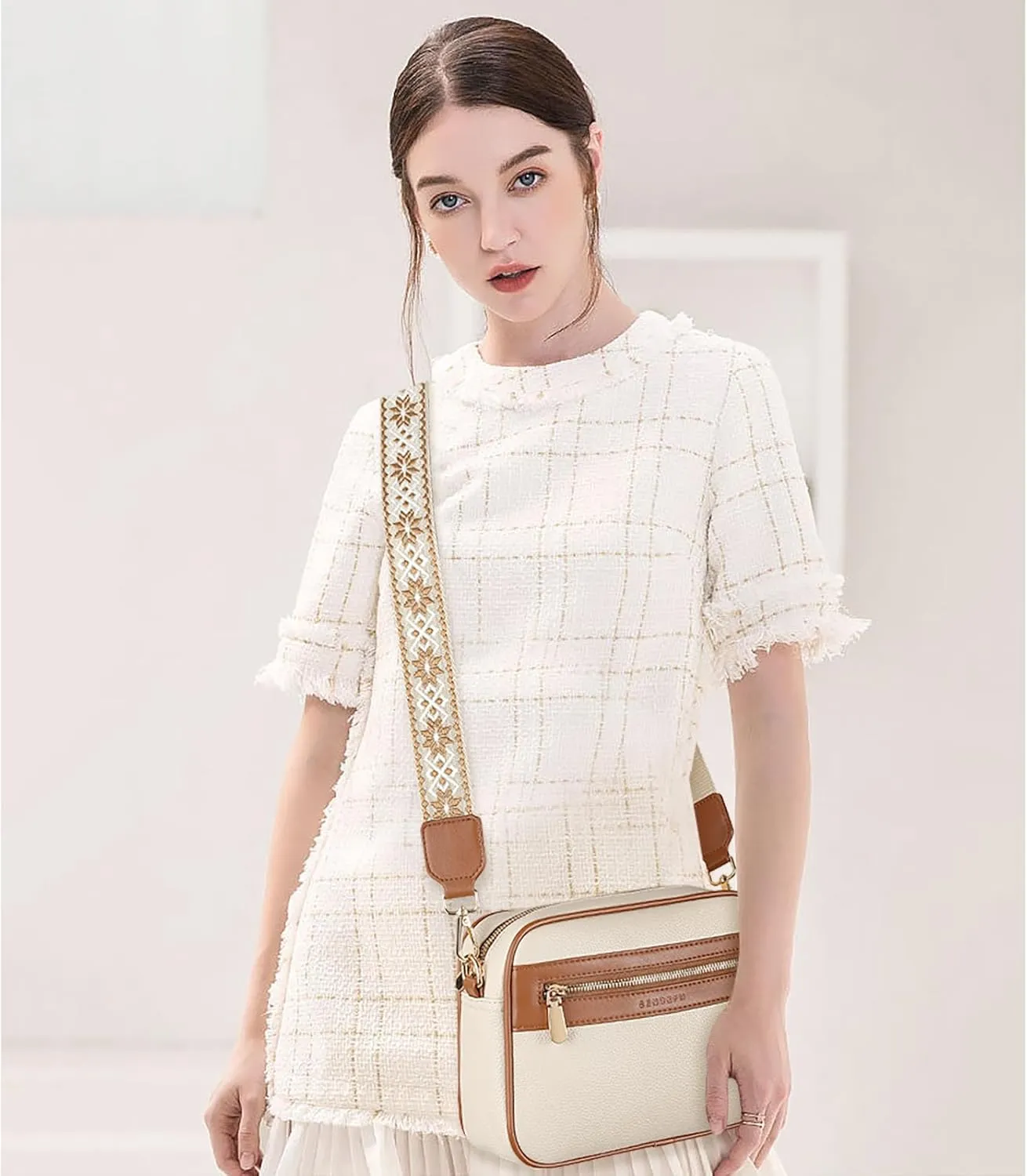 SENDEFN Crossbody Bags for Women Vegan Leather Purses Small Shoulder Handbags with Wide Strap
