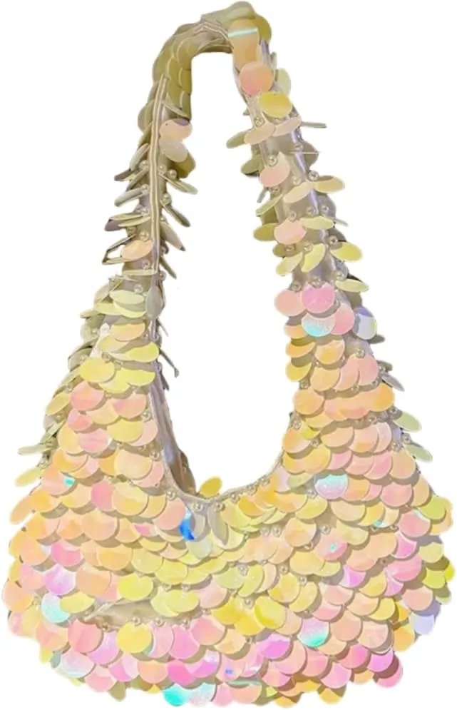 Sequin Mermaid Evening Bags for Women Ladies Sparkling Party Prom Cute Hobo Clutch Handbag Underarm Bag