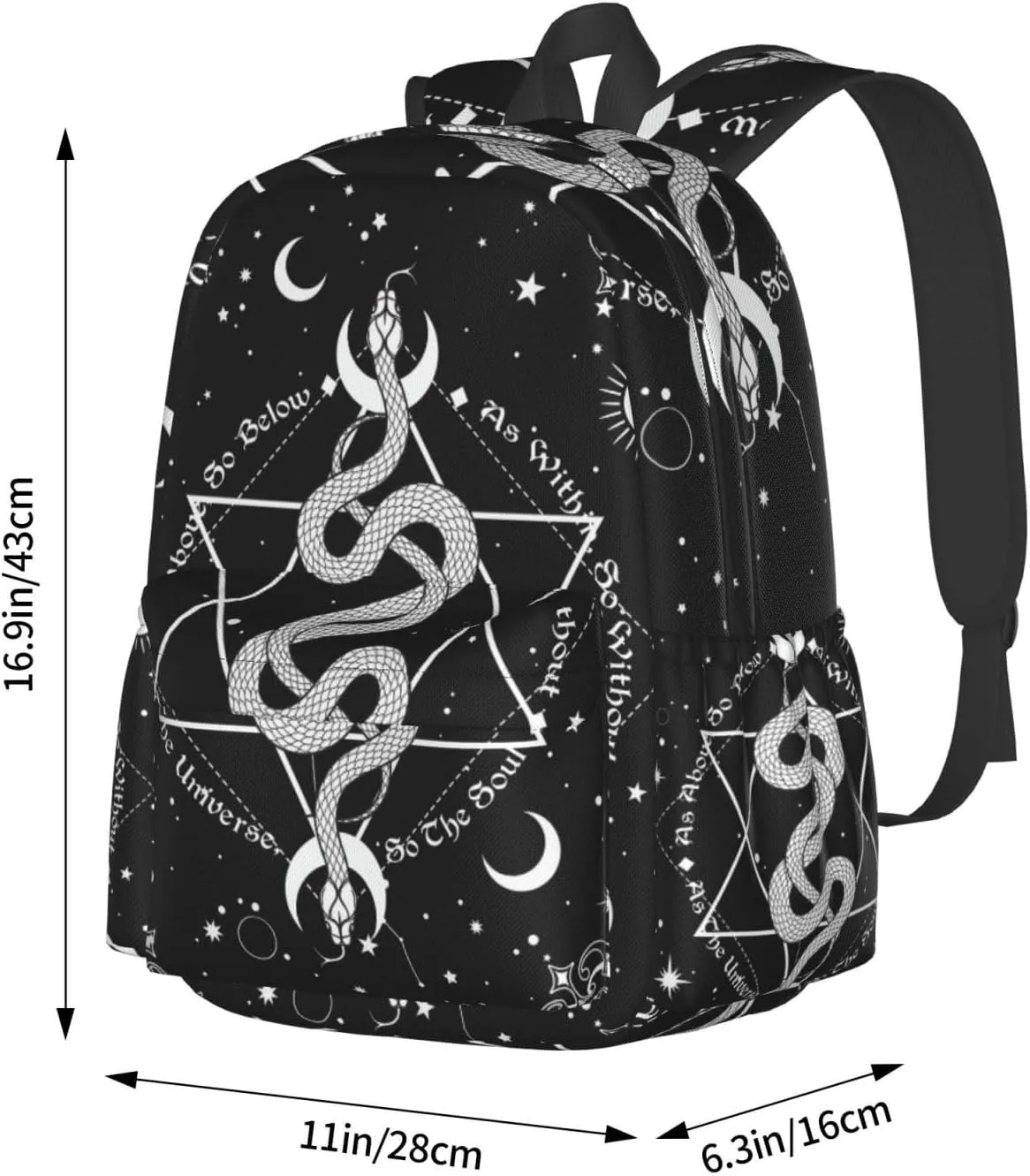 Serpents Gothic Occult Stylish Backpack With Adjustable Padded Shoulder Straps Daypacks For Girls College Travel