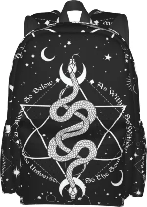 Serpents Gothic Occult Stylish Backpack With Adjustable Padded Shoulder Straps Daypacks For Girls College Travel