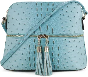 SG SUGU Lightweight Dome Crossbody Bag Shoulder Bag with Animal Skin Pattern | Tassel Zipper