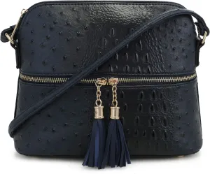 SG SUGU Lightweight Dome Crossbody Bag Shoulder Bag with Animal Skin Pattern | Tassel Zipper