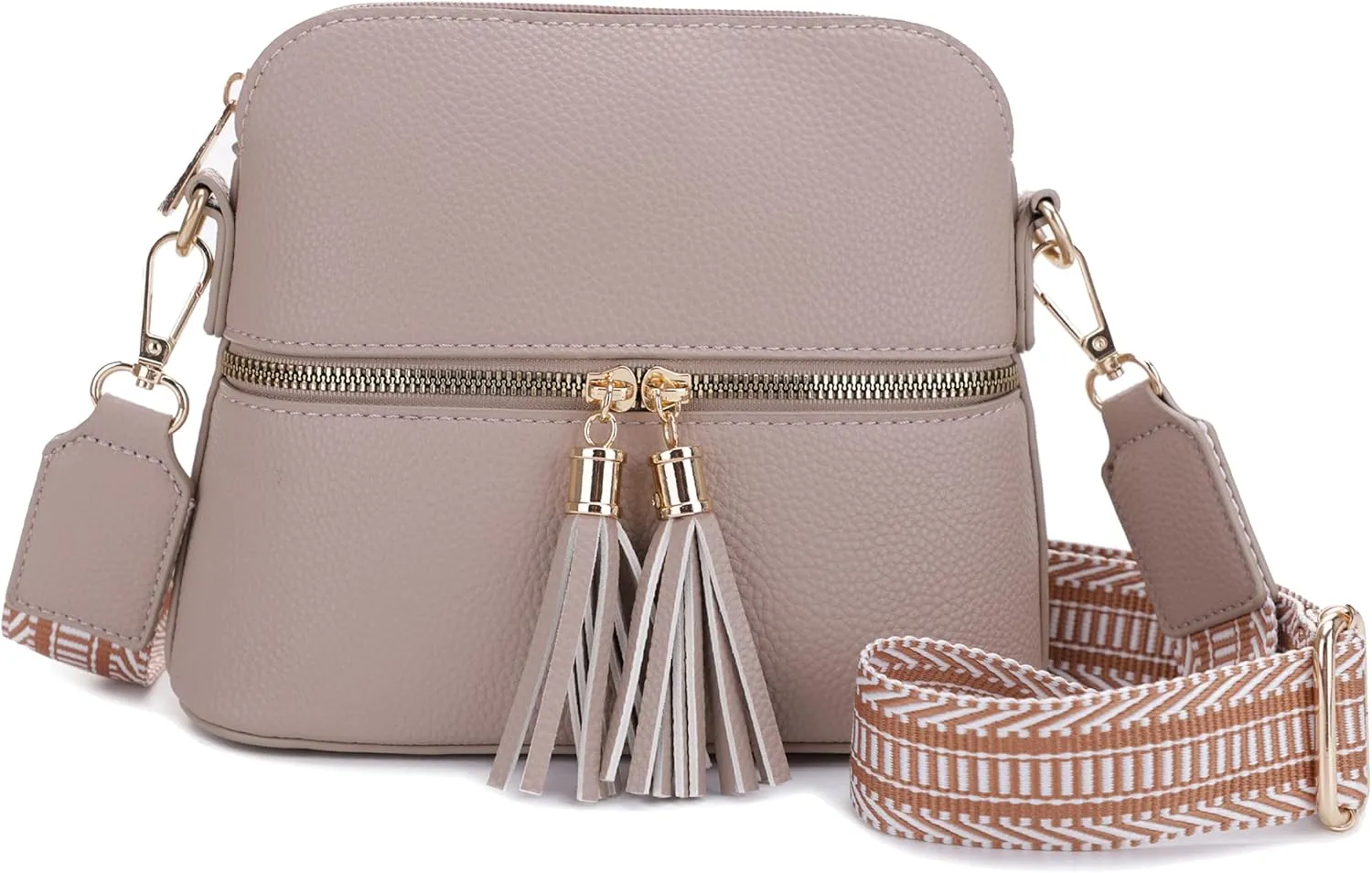 SG SUGU Lunar Lightweight Medium Dome Crossbody Bag Shoulder Bag with Tassel | Zipper Pocket | Adjustable Strap