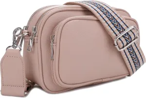 SG SUGU Small Crossbody Purse for Women Trendy Triple Zip Camera Bags with Adjustable Webbing Strap