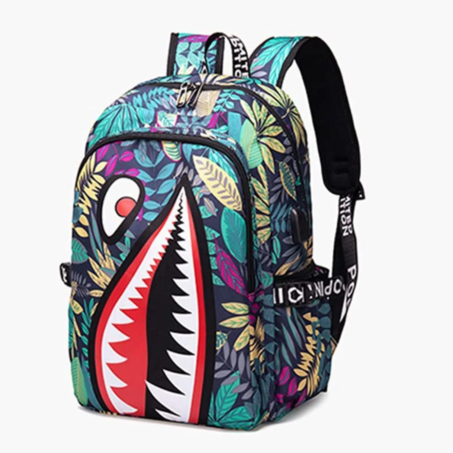 Shark Teens Backpacks Fashion Schoolbag Casual Waterproof Travel USB Laptop Backpack (Style 3)