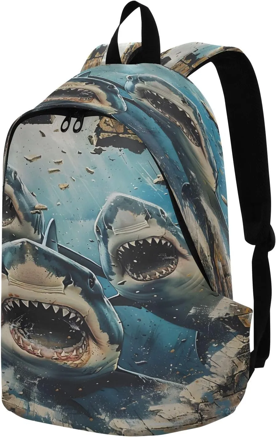 Sharks Break Through Walls Travel Backpack for Women Men Laptop Backpack College Bookbag Large Capacity Computer Backpacks for Work Travel