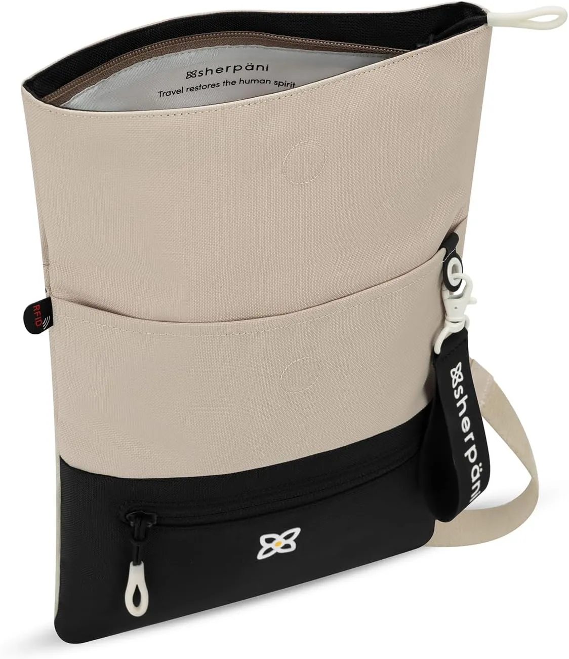 Sherpani Pica, Small Crossbody, Nylon Shoulder Bag, Lightweight 4L Purse for Women, Travel Cross Body Bag with RFID Protection, Removable Coin Purse, Travel Gift for Mothers Day 2025 (Con Leche)