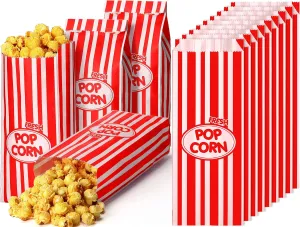 Sherr 1000 Pcs 1oz Popcorn Bags Bulk Carnival Circus Party Favors Retro Stripes Disposable Popcorn Bags for Party Movie Theater Circus Carnival Festivals 8.3 x 3.5 x 2.4 In(Red and White)