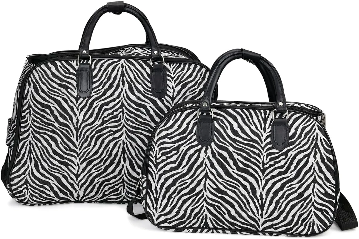 Shop LC Set of 2 Beige with Butterfly Travel Bag - Large Wheeled Rolling Duffel Bag and Small Duffel Bag Mothers Day Gifts