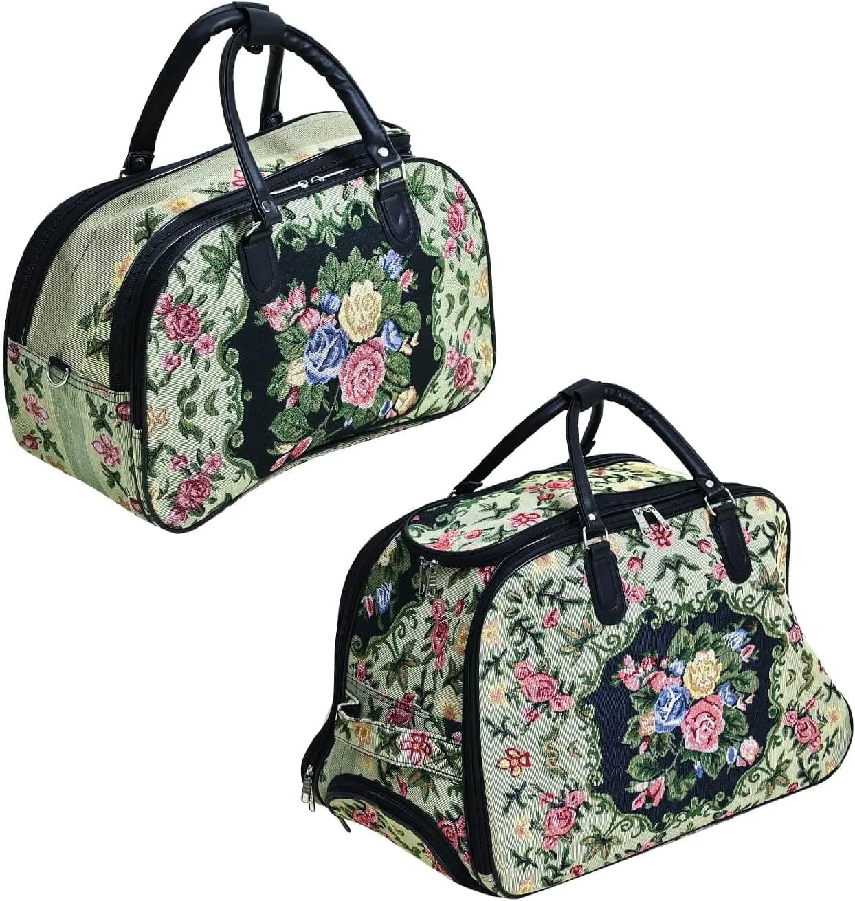 Shop LC Set of 2 Beige with Butterfly Travel Bag - Large Wheeled Rolling Duffel Bag and Small Duffel Bag Mothers Day Gifts