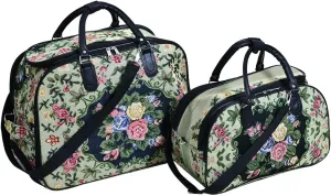 Shop LC Set of 2 Beige with Butterfly Travel Bag - Large Wheeled Rolling Duffel Bag and Small Duffel Bag Mothers Day Gifts