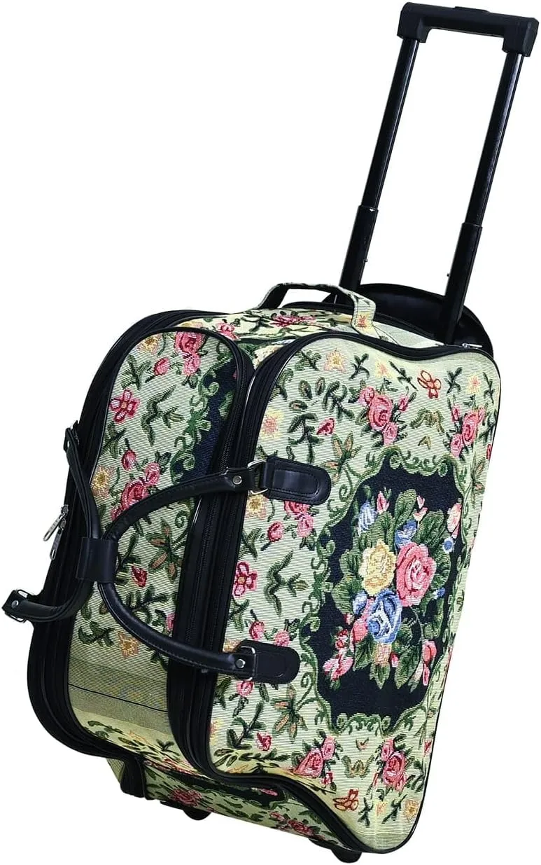 Shop LC Set of 2 Beige with Butterfly Travel Bag - Large Wheeled Rolling Duffel Bag and Small Duffel Bag Mothers Day Gifts