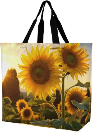 Shopping Bag for Women, Beach Sunrise Tote Bag, Large Capacity Shoulder Bags for Groceries Travel