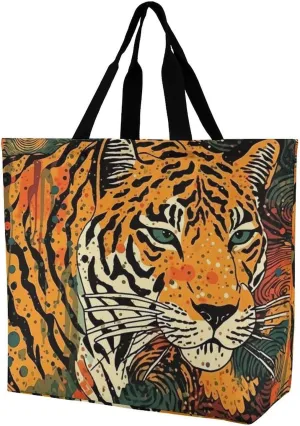 Shopping Bag for Women, Cartoon Fish Print Tote Bag, Large Capacity Shoulder Bags for Groceries Travel