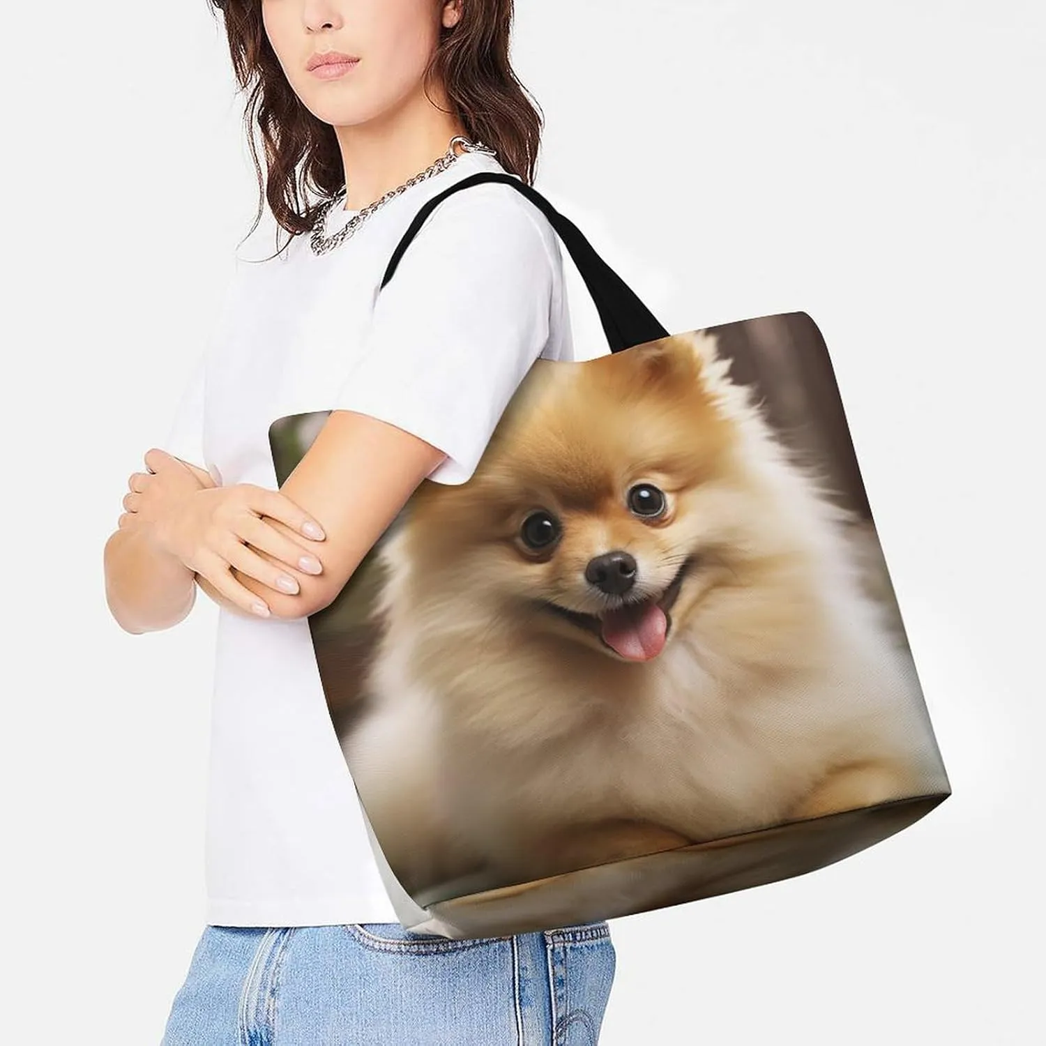 Shopping Bag for Women Yellow And White Python Tote Bag Large Capacity Shoulder Bag for Groceries Travel