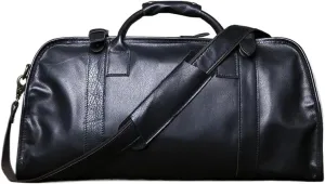 Short Distance Travel Genuine Leather Crossbody Travel Bag For Men's Large Capacity Casual Hand Luggage Bag Suitable For Traveling, Business Trip, Outdoor(Black)