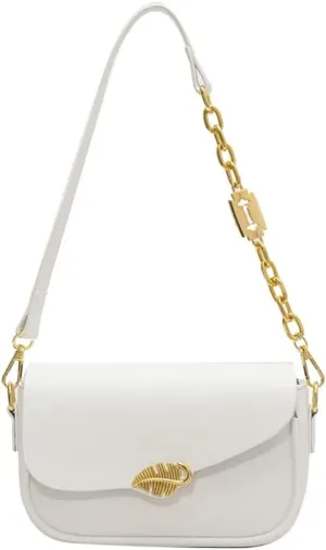 Shoulder Bag for Women Girl Stylish Clutch Handbag Lightweight Chain Purse Fold-over Top Handle Satchel for Daily Use