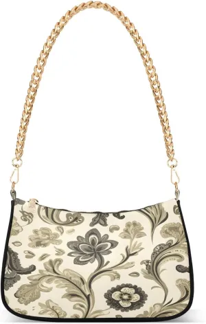 Shoulder Bags for Women Paisley Motifs Floral Pattern (6) Hobo Tote Handbag Small Clutch Purse with Zipper Closure