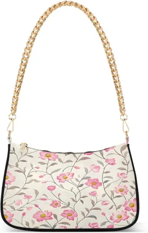 Shoulder Bags for Women Seamless Floral Hobo Tote Handbag Small Clutch Purse with Zipper Closure