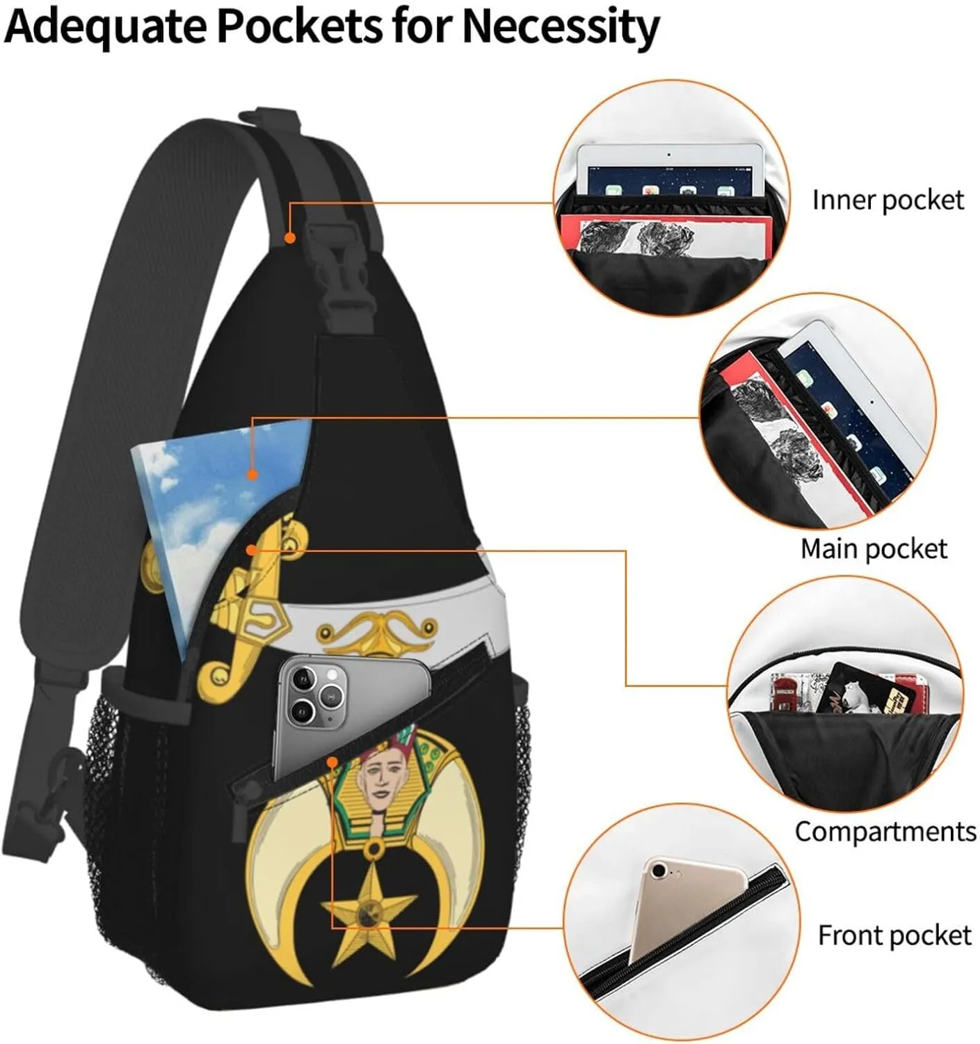 Shriners Sling Backpack Chest Daypack Crossbody Crossbody Shoulder Bags For Travel Sports Running Hiking