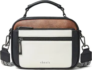 Shrrie Quilted Crossbody Bags for Women - Vegan Leather Crossbody Purses Triple Pocket Small Purses for Women Wide Strap