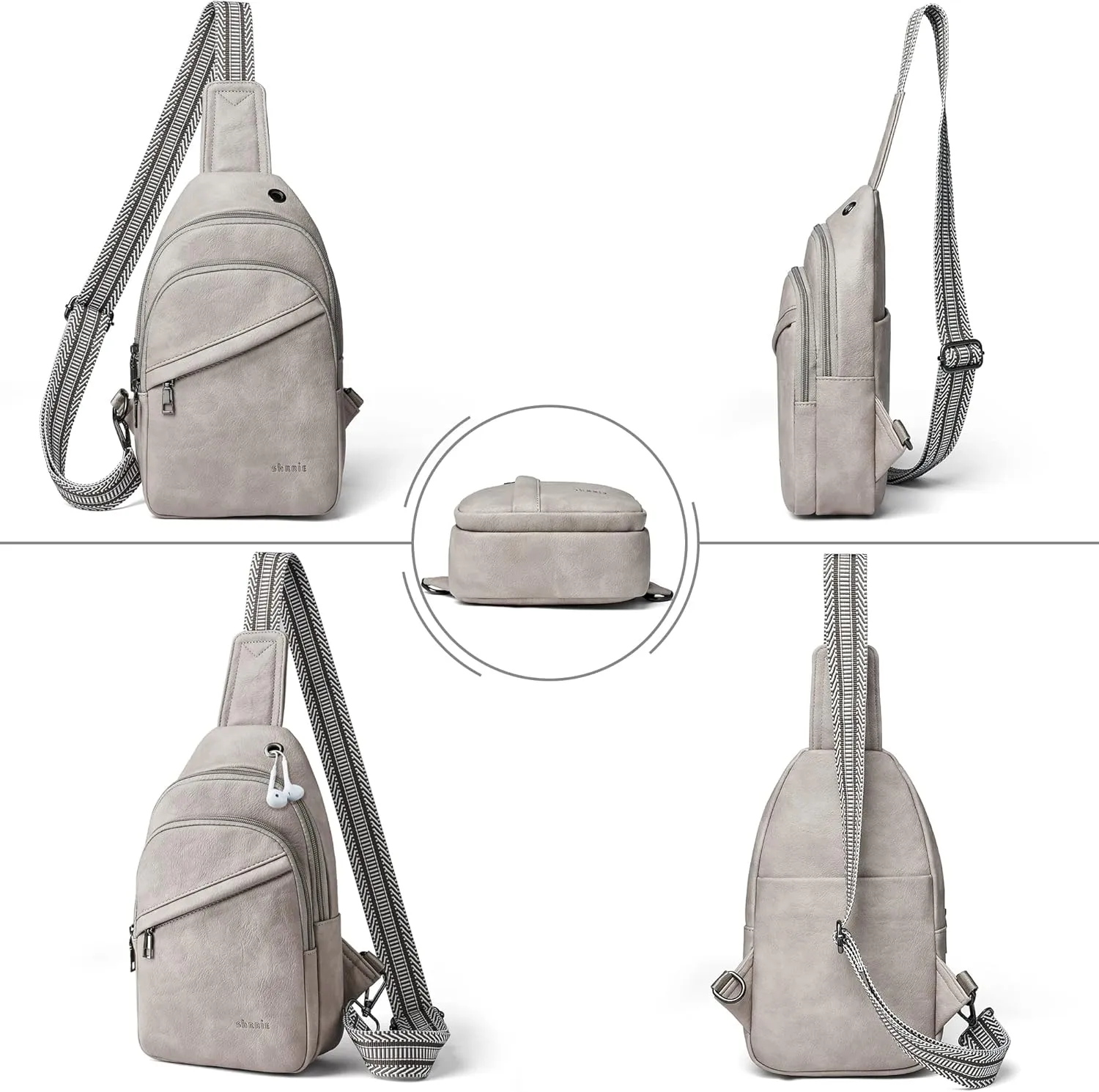 Shrrie Sling Bag for Women,Faux Leather Fanny Pack Crossbody Bags for Women,Fashion Chest Bag Sling Belt Bag with Adjustable Strap for Travel