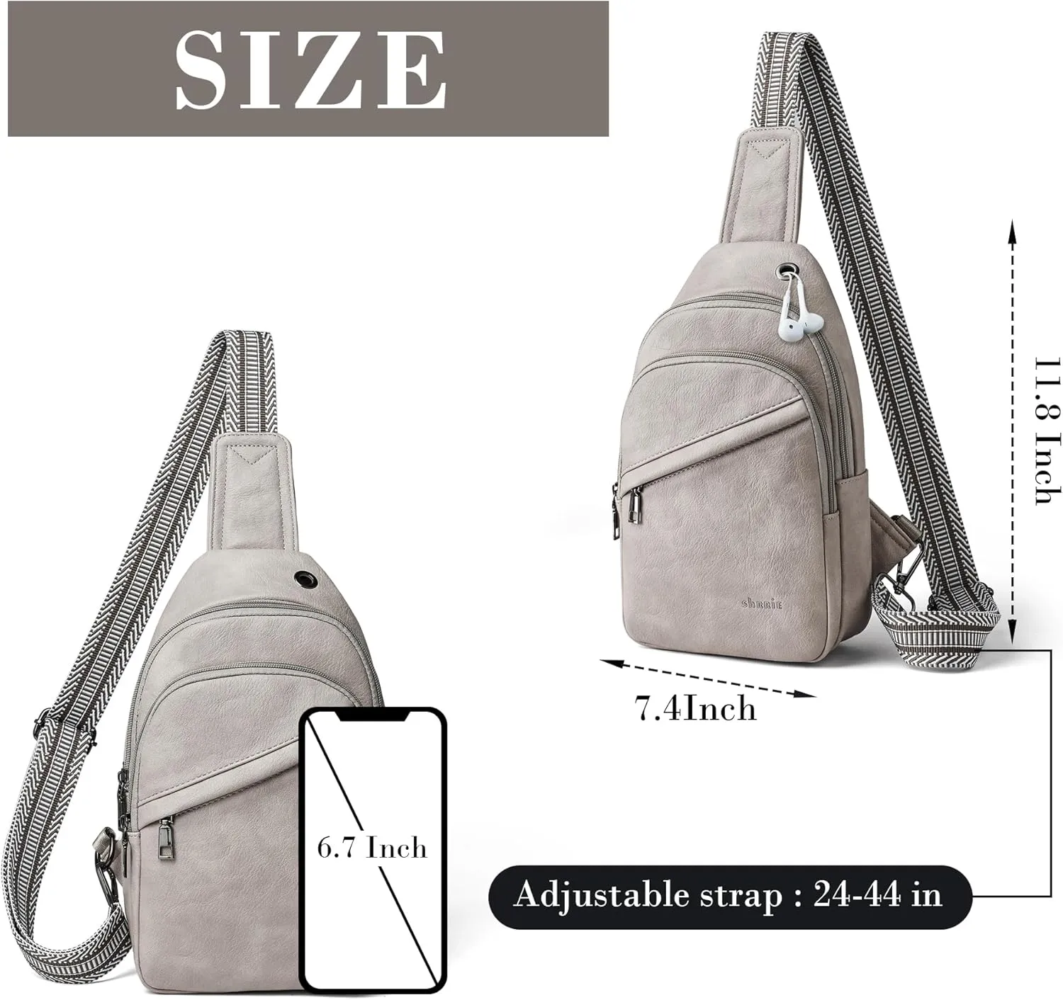 Shrrie Sling Bag for Women,Faux Leather Fanny Pack Crossbody Bags for Women,Fashion Chest Bag Sling Belt Bag with Adjustable Strap for Travel