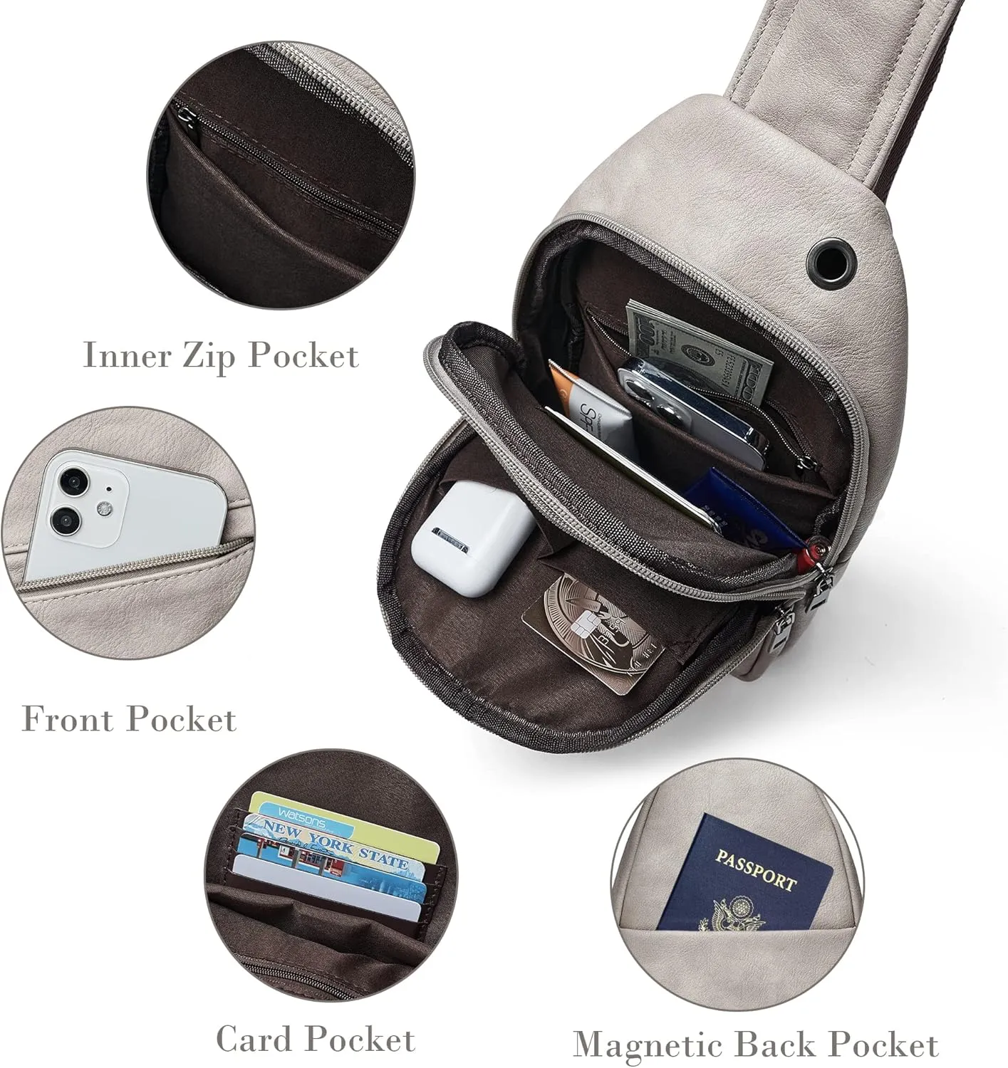 Shrrie Sling Bag for Women,Faux Leather Fanny Pack Crossbody Bags for Women,Fashion Chest Bag Sling Belt Bag with Adjustable Strap for Travel