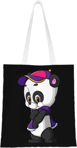 Shy Panda Tote Bag for Women Canvas Tote Bags Reusable Shopping Bags Use For Shopping The Tote Bag,Grocery Bags,DIY Gift Bags